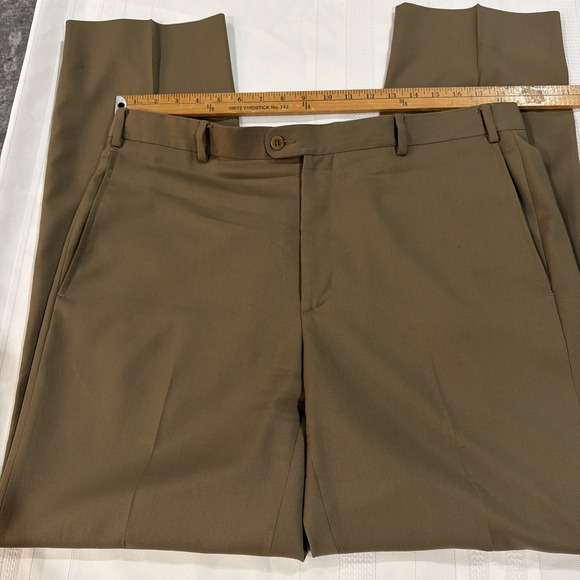 Zanella Other - Zanella Mens Dress Pants Size‎ 38 Brown Wool Flat Front Trousers Italy